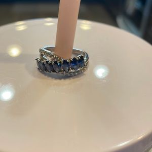 Sapphire sterling silver ring. Size 7